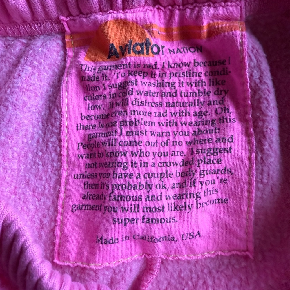 Aviator Nation Hot Pink sweat pants with Rainbow Logo - size large - Picture 2 of 8